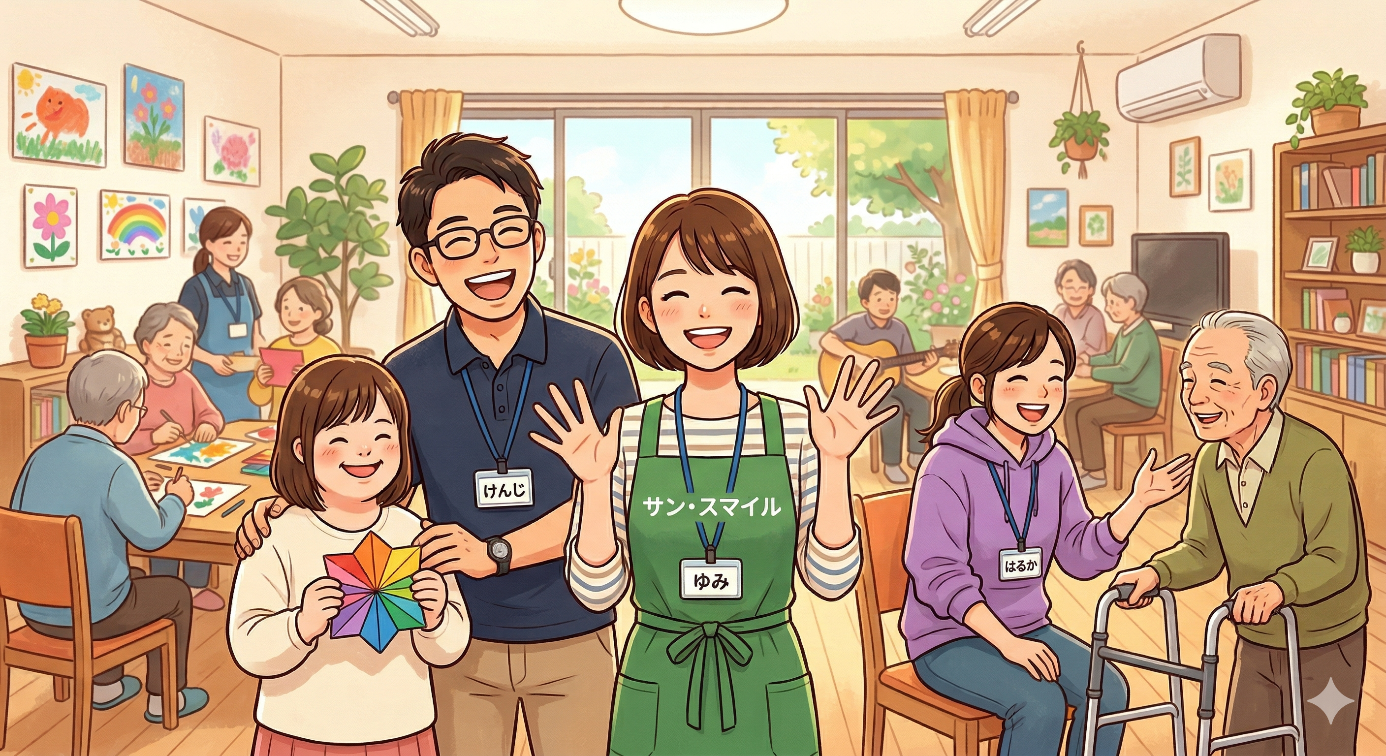 笑顔で働く職員の様子